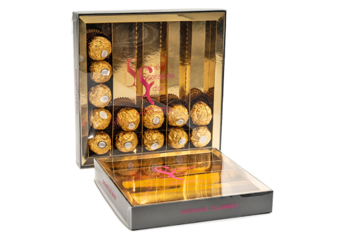 Chocolate gift box with clear lids